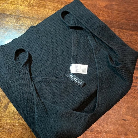 H&M Divided Black Ribbed Strappy Top M - Picture 6 of 7